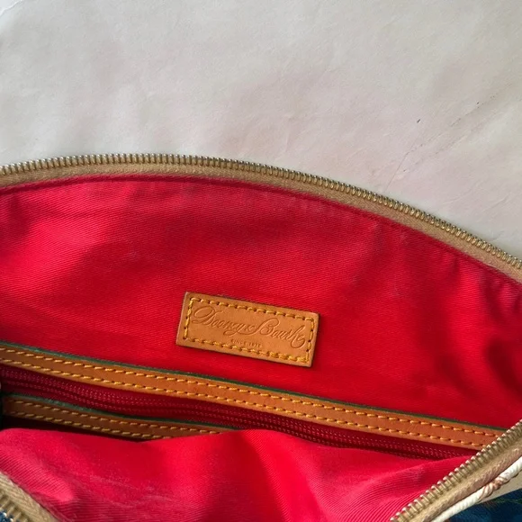 Dooney & Bourke Pansy Domed Satchel Yellow Blue Tan White Floral Leather - Picture 13 of 14